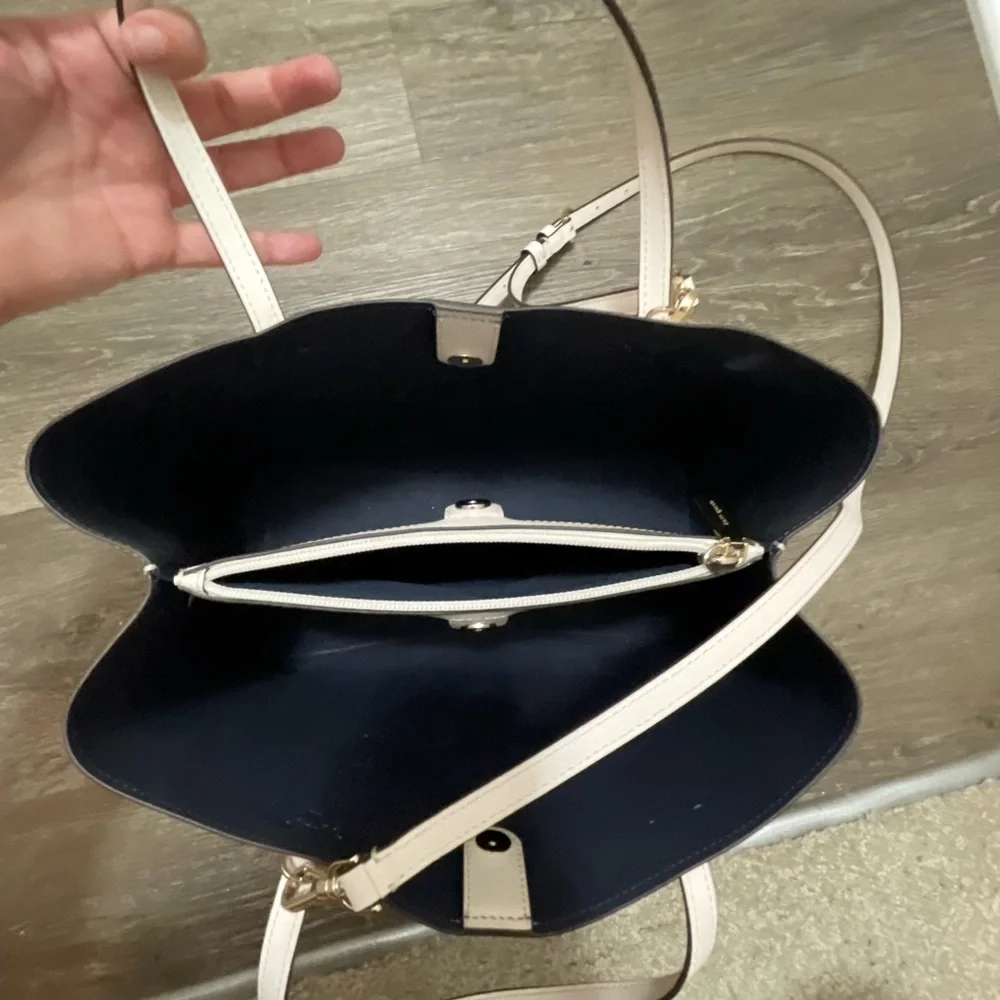 Kate Spade Harper Cream White Satchel with crossbody strap